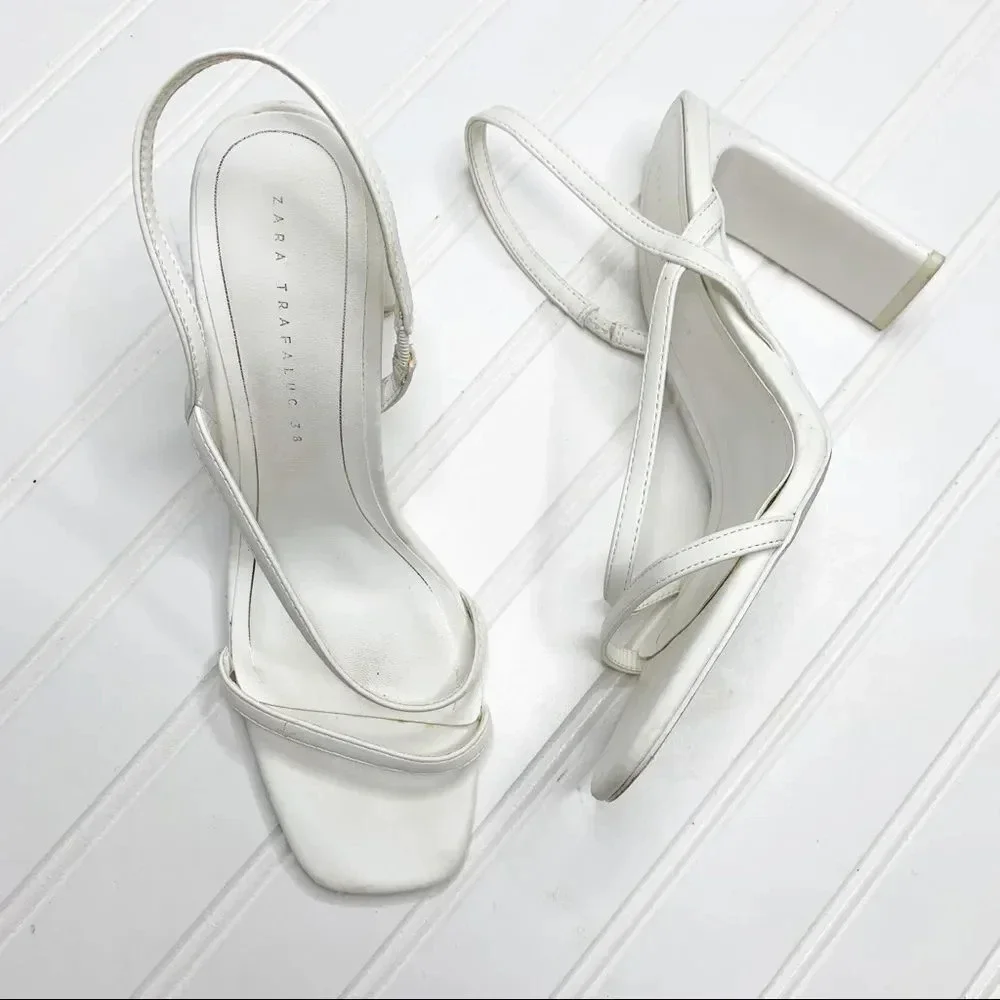 Zara Square Heel Strappy Sandals - Picture 2 of 9
